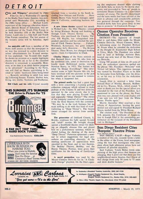 Mt Clemens Drive-In Theatre - Box Office Article On President Nixons Visit From Joe Ellul Jr